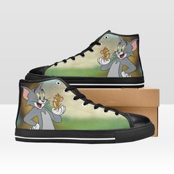 Tom And Jerry Shoes, High-top Sneakers, Handmade Footwear