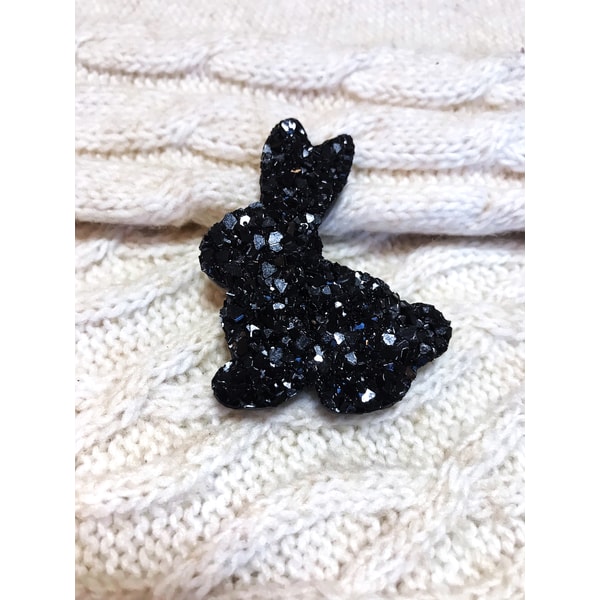 Black Resin Rabbit Black rabbit resin brooch | Inspire Uplift