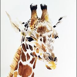 Giraffe Watercolor Original Painting by Guldar