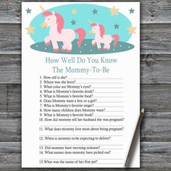 Rainbow Unicorn How well do you know baby shower game card,Unicorn Baby shower games printable,Baby Shower Activity-378