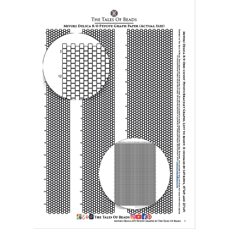 Beading Peyote Graph Seed Bead Patterns Graph Paper: Multiple Seed