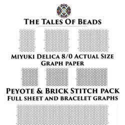 Peyote and Brick Stitch Graph Paper Miyuki Delica 8/0 / Actual Size Seed Bead Graph Paper Peyote