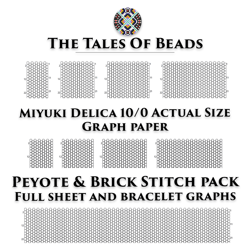 Peyote and Brick Stitch Graph Paper Miyuki Delica 10/0 / Actual Size Seed Bead Graph Paper Peyote
