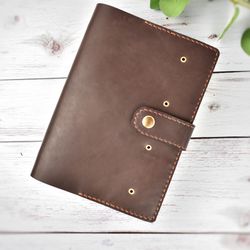 Refillable leather journal notebook, a5 binder 6 ring, planner cover