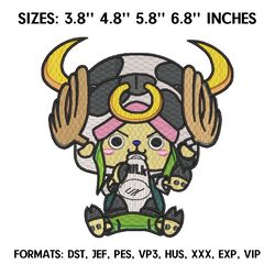 tony chopper embroidery design file, one piece anime embroidery design, machine embroidery design, anime pes brother