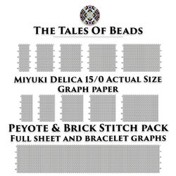 Peyote and Brick Stitch Graph Paper Miyuki Delica 15/0 / Actual Size Seed Bead Graph Paper Peyote
