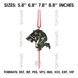 evangelion embroidery design file, evangelion 01 anime embroidery design, machine embroidery pattern, anime pes design