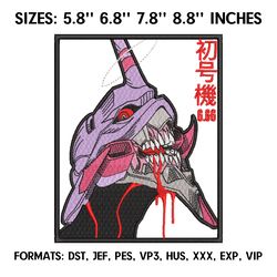 evangelion 01 embroidery design file, evangelion 01 anime embroidery design, machine embroidery, anime pe design brother