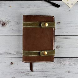 Refillable notebook journal, leather binder a6