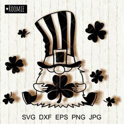 irish gnome svg, st patricks day gnome with clover clipart png sublimation shirt design, shamrock lucky st paddys day