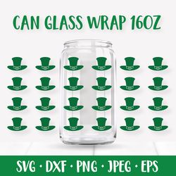 saint patricks day can glass wrap svg. hats glass can