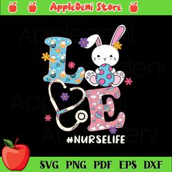 nursing stethoscope scrub life nurse bunny svg, holidays svg, easter day svg