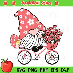 gnome easter riding bicycle svg, gnome easter svg, easter svg, bunny svg