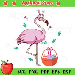 flamingo with easter eggs svg, flamingo svg, easter egg svg, easter svg, bunny svg