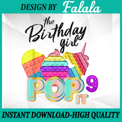 The Birthday Girl Pop It 9th Png, Birthday Girl Pop It Unicorn Png, Pop It Png, Digital Download
