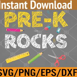 pre k rocks t shirt funny back to school teacher svg, eps, png, dxf, digital download