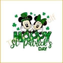 mickey and minnie happy st patricks day shamrock svg