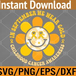 Wear Gold Childhood Cancer Awareness Warrior Fight Hippie Svg, Eps, Png, Dxf, Digital Download