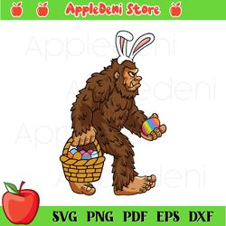 easter bigfoot with egg basket svg, easter svg, bunny svg, cute bunny face svg