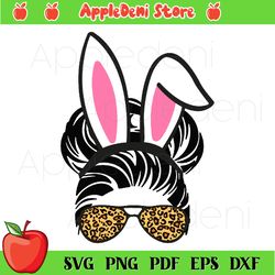 Bunny Mama Messy Bun SVG PNG, Mom Svg, Easter Svg