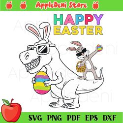 Happy Easter T Rex Dino Dabbing Rabbit Svg