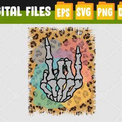 rock skeleton hand leopard watercolor bones funny halloween svg, eps, png, dxf, digital download
