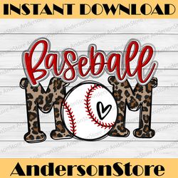 leopard baseball mom game day vibes t-ball mom mother's day happy mother's day png sublimation design