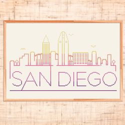 san diego cross stitch pattern modern cross stitch usa california cross stitch city skyline silhouette cross stitch pdf