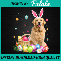 happy easter cute bunny png, golden retriever wearing bunny ears png, easter png, digital download