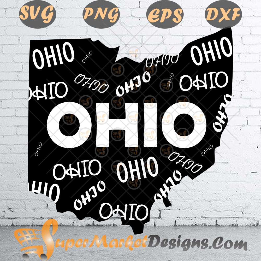 Map Ohio Typography Design Retro Wave Scarlet And Grey SVG PNG DXF EPS.jpg