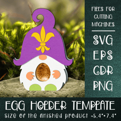 Gnome Mardi Gras Egg Holder Template SVG