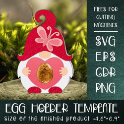 Gnome with Heart Egg Holder Template SVG