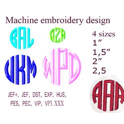 circle monogram machine embroidery design letter  embroidery designs initial embroidery file 4 sizes