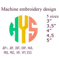 circle monogram embroidery design letter machine embroidery designs initial embroidery file 5 sizes for hoop 5x7