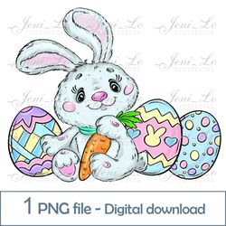 cute easter bunny 1 png file easter eggs watercolor clipart baby bunny design first easter sublimation animal digital