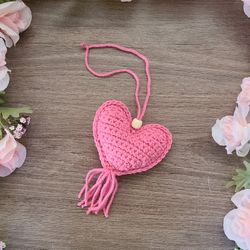 rear view mirror charm, hanging decor, car charm, rear view mirror charm, car accessory, heart decor, heart charm