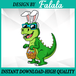 t rex easter bunny with eggs basket png, funny dinosaur boys png, easter png, digital download