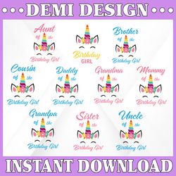 unicorn birthday family svg, family matching birthday shirt, unicorn family svg birthday svg, unicorn kids svg, unicorn