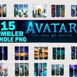 15 designs avatar 2 tumbler bundle, the way of water png, straight tumbler wrap png