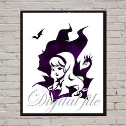 Maleficent Disney Art Print Digital Files nursery room watercolor