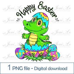 Cute Baby Crocodile 1 PNG file Easter Eggs clipart Kids design First Easter Sublimation little animal Digital Download