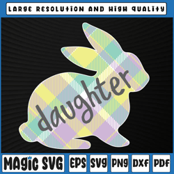 daughter bunny rabbit pastel plaid png, daughter easter png, easter, sublimation download