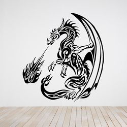 Sticker Fire Dragon, Dragon Sticker Wall Sticker Vinyl Decal Mural Art Decor
