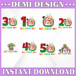 Cocomelon Birthday Boy Png, Cocomelon PNG Bundle, Baby Kids Png, Watermelon Birthday Number Png