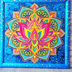 Lotus flower home wall decor Mystical mandala Spiritual gift Meditation Sacred geometry Yoga Handpainted hanging art
