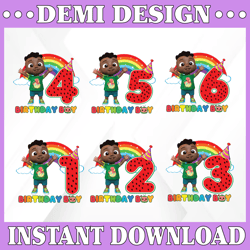African American CocoMelon Birthday Number Png/ Cocomelon Birthday Boy Png/ 1st 2nd 3rd 4th Birthday