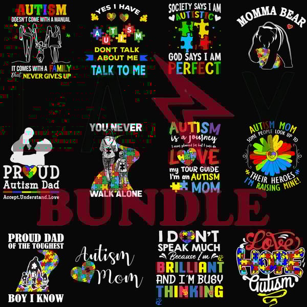 Autism Awareness Bundle Svg, Autism Puzzle Piece Logo Svg , - Inspire ...