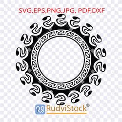 Tattoo svg. Polynesian tribal tattoo circle / Samoan circle frame tribal pattern design