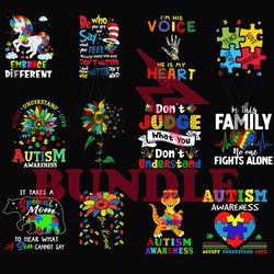 autism awareness bundle svg, autism puzzle piece logo svg , autism awareness svg file cut digital download