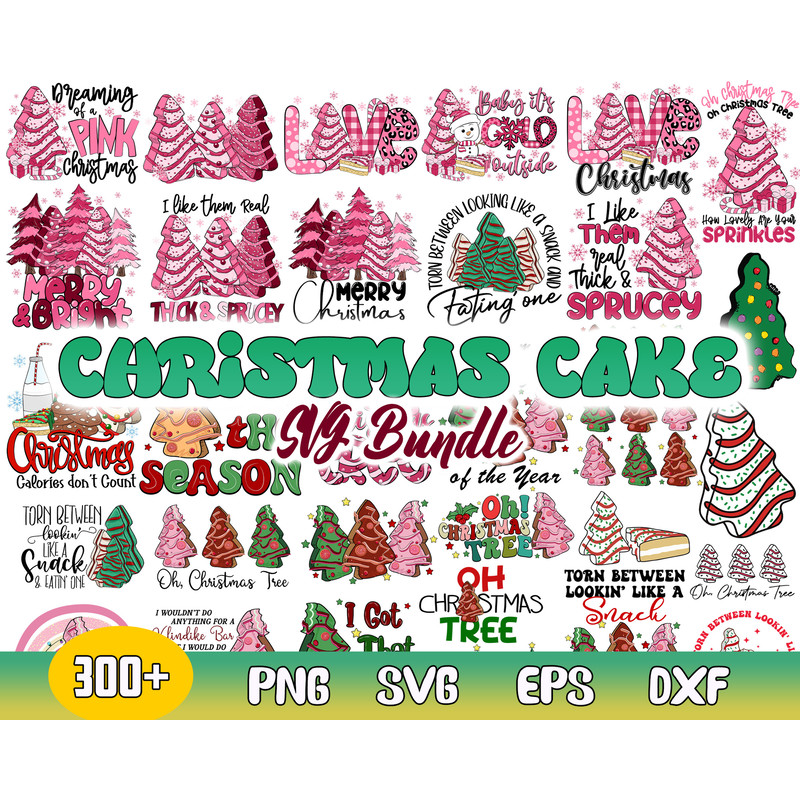 Christmas Bundle Svg, Christmas Tree Svg, Christmas Cake Svg, Png Dxf  Eps File .jpg